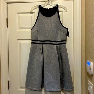 Grey with black trim sleeveless dress